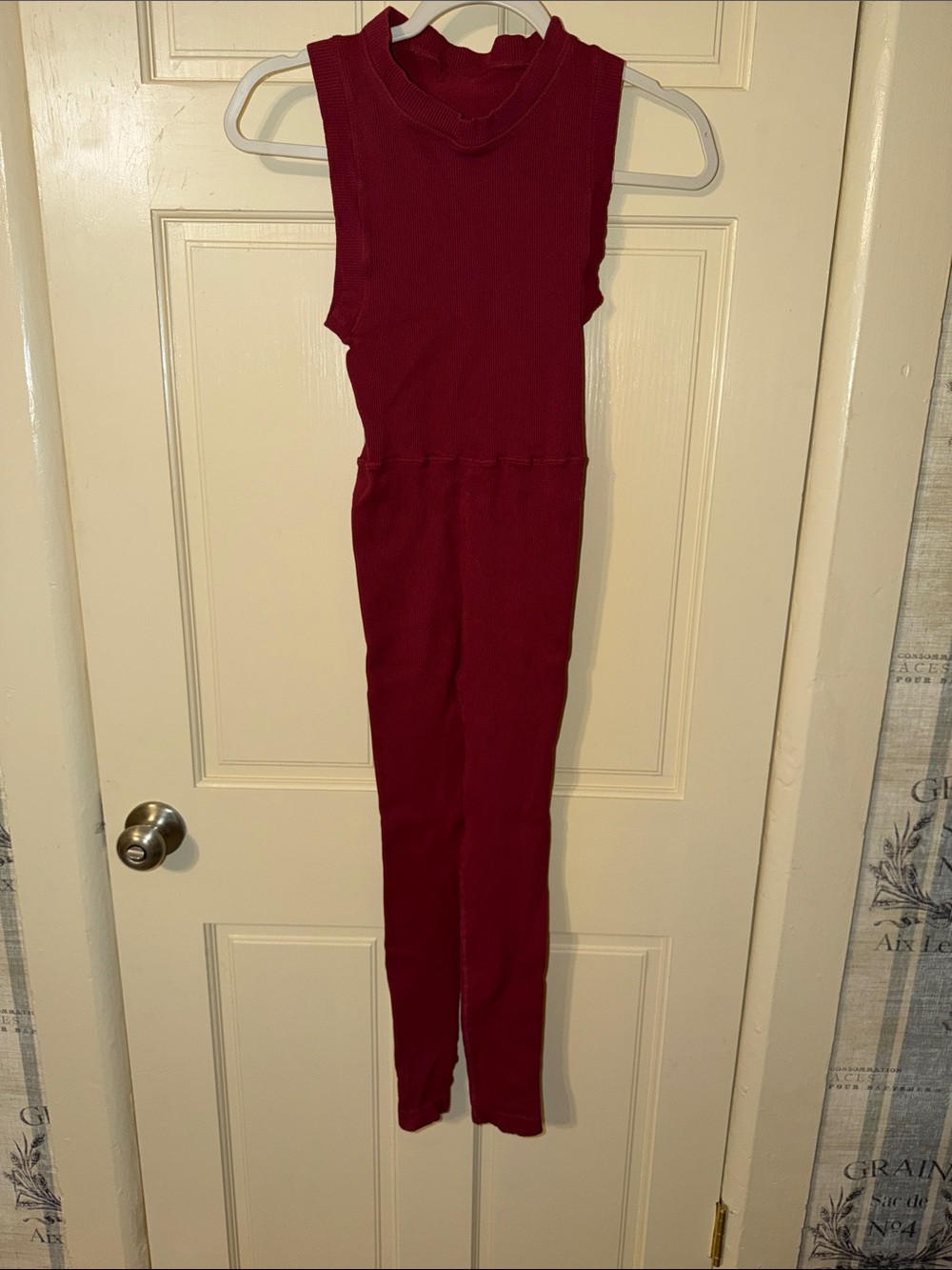 FP Movement by Free People Sleeveless Ribbed Jumpsuit in Berry